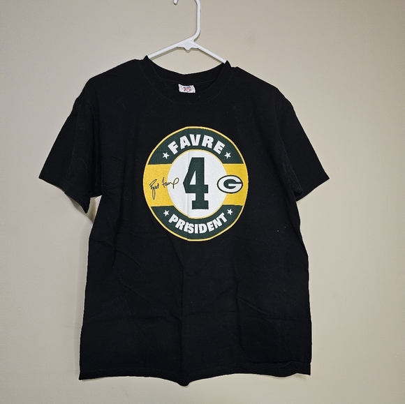VTG NFL Green Bay Packers Brett Favre 4 For President Black T-Shirt Mens Large - Picture 1 of 5
